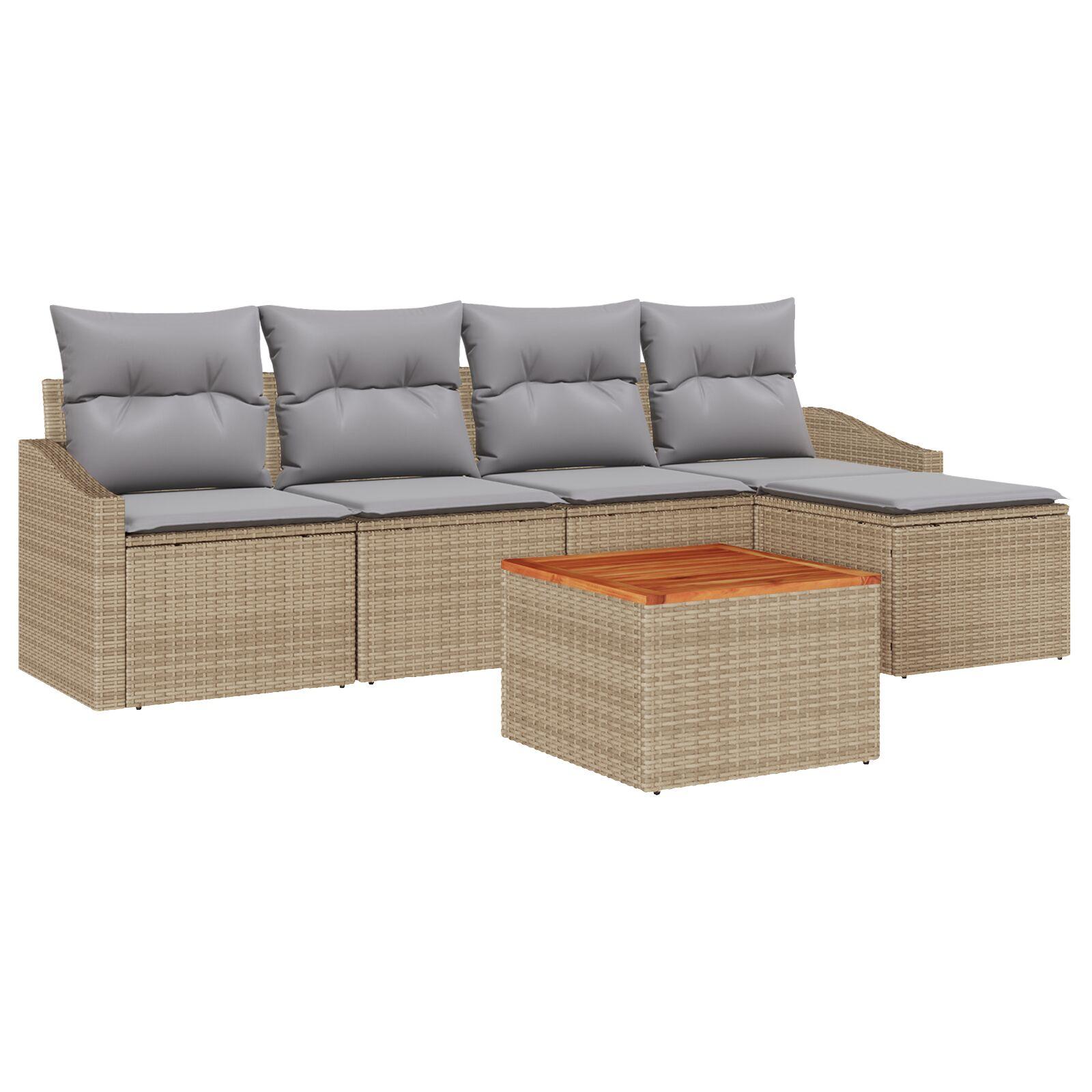 Havesofa Sæt 6 stk beige og lysegrå