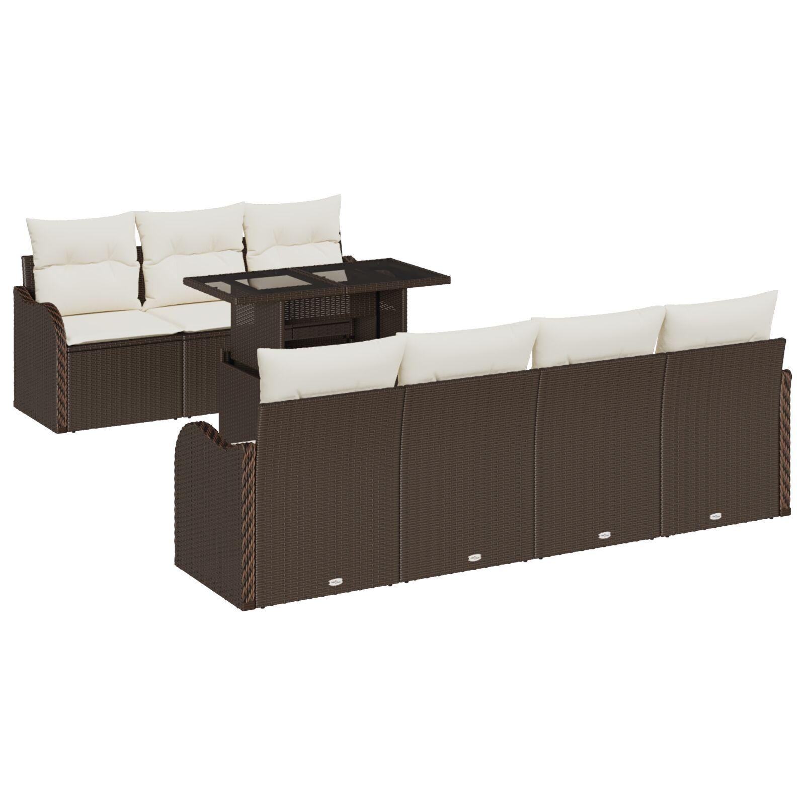 Havesofa Sæt med pude 8 stk Brun 100 x 55 x 73 cm Poly rattan
