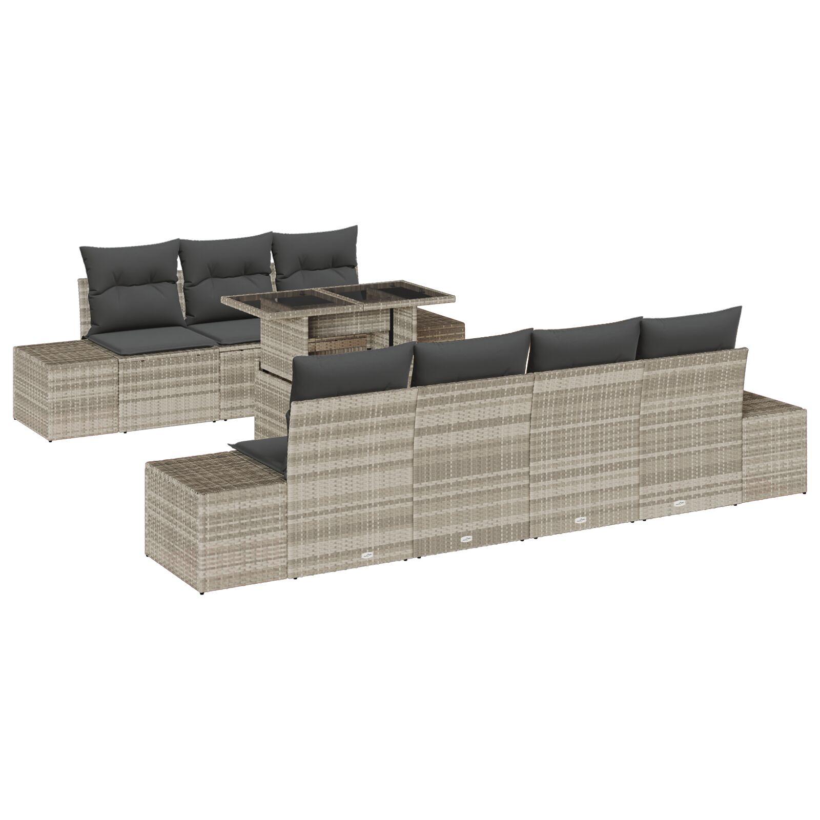 Havesofa Sæt 8 stk Lysegrå og mørkegrå 100 x 55 x 73 cm