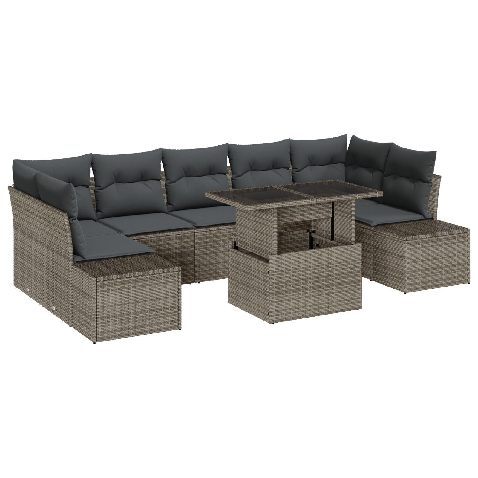 Havesofa Sæt med pude med opbevaring 8 stk Grå 100 x 55 x 73 cm