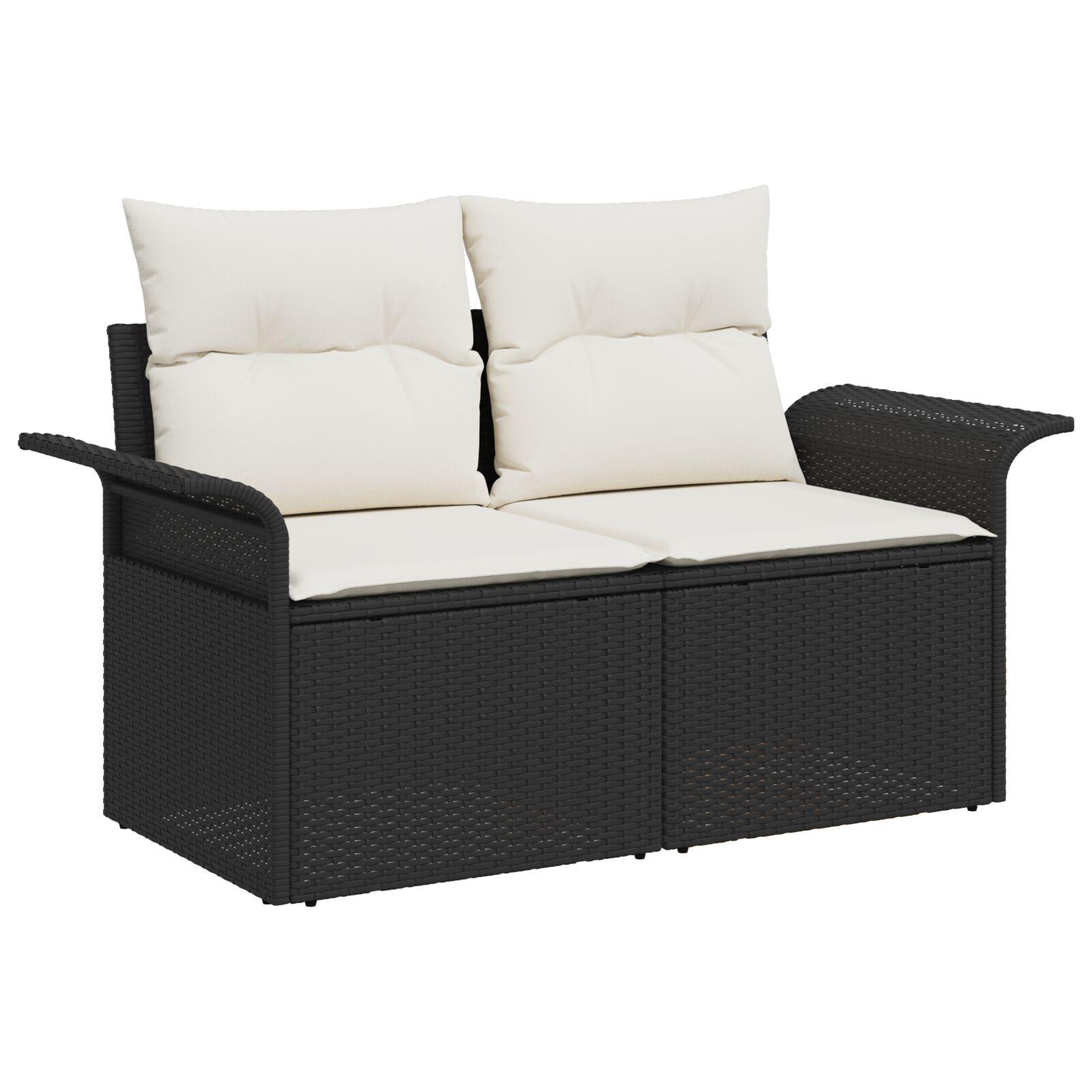 Havesofa Sæt med opbevaring 5 stk Sort Poly rattan