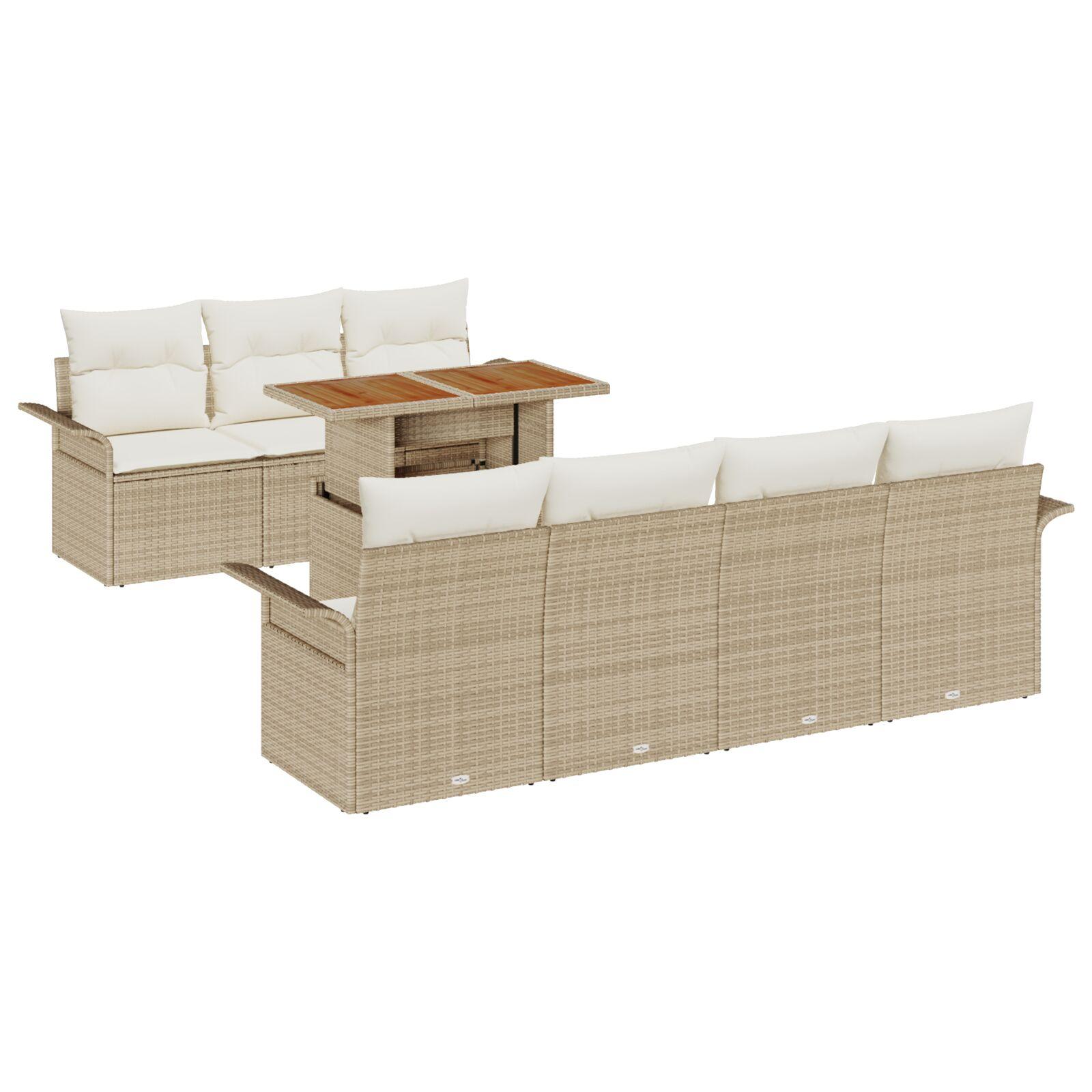 Havesofa Sæt med opbevaring 8 stk Beige Poly rattan