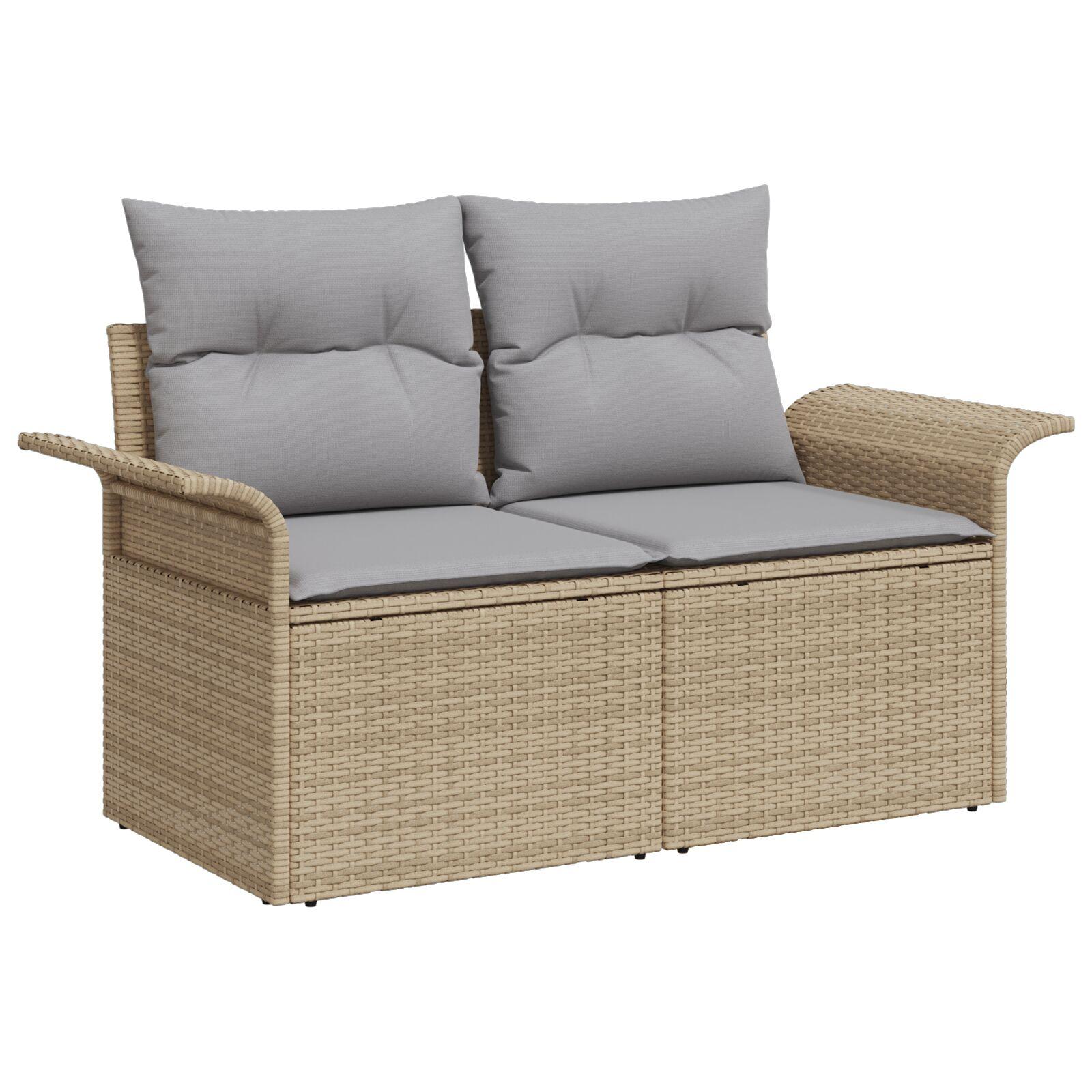Havesofa Sæt med opbevaring 6 stk Beige Poly rattan