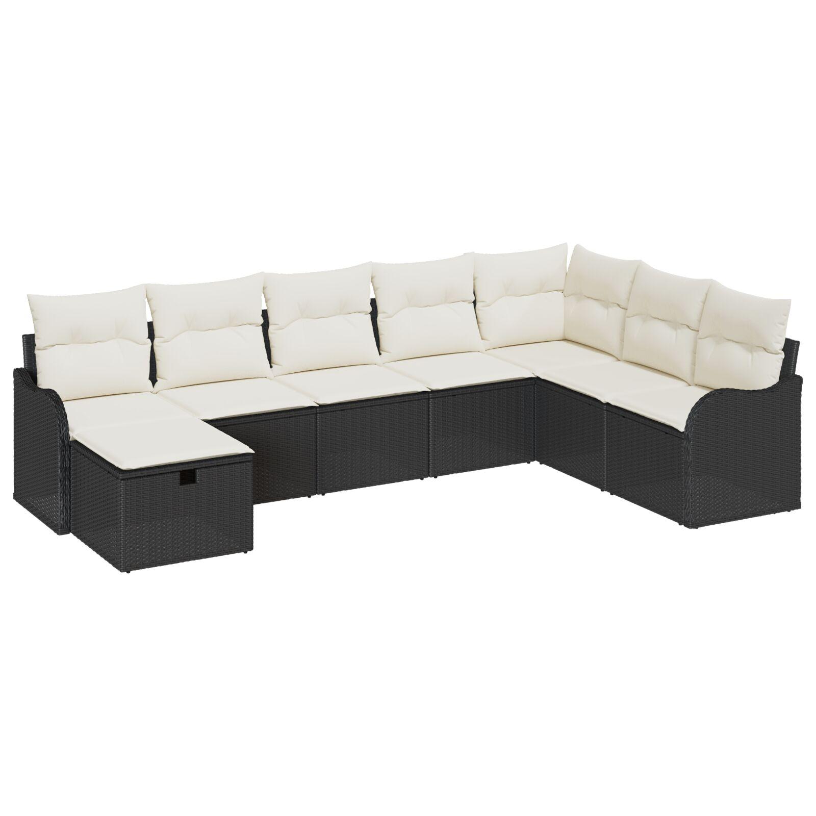 Sofa sæt 8 stk. med 8 siddepladser i sort og cream polyrattan