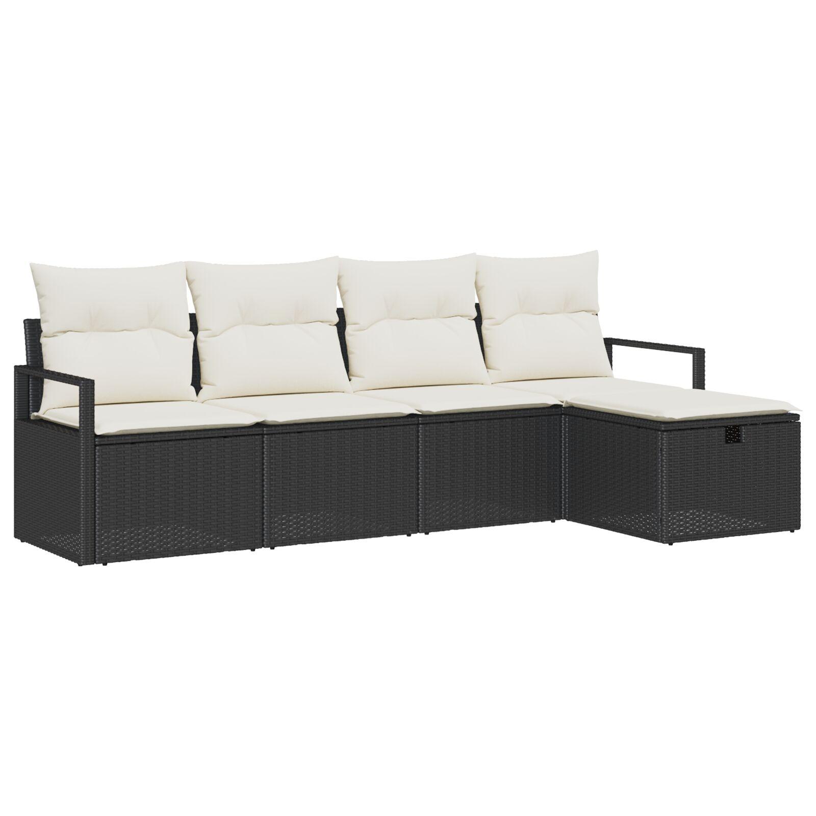 Havesofa Sæt 5 stk Sort og cremefarvet 230 x 117 x 85 cm