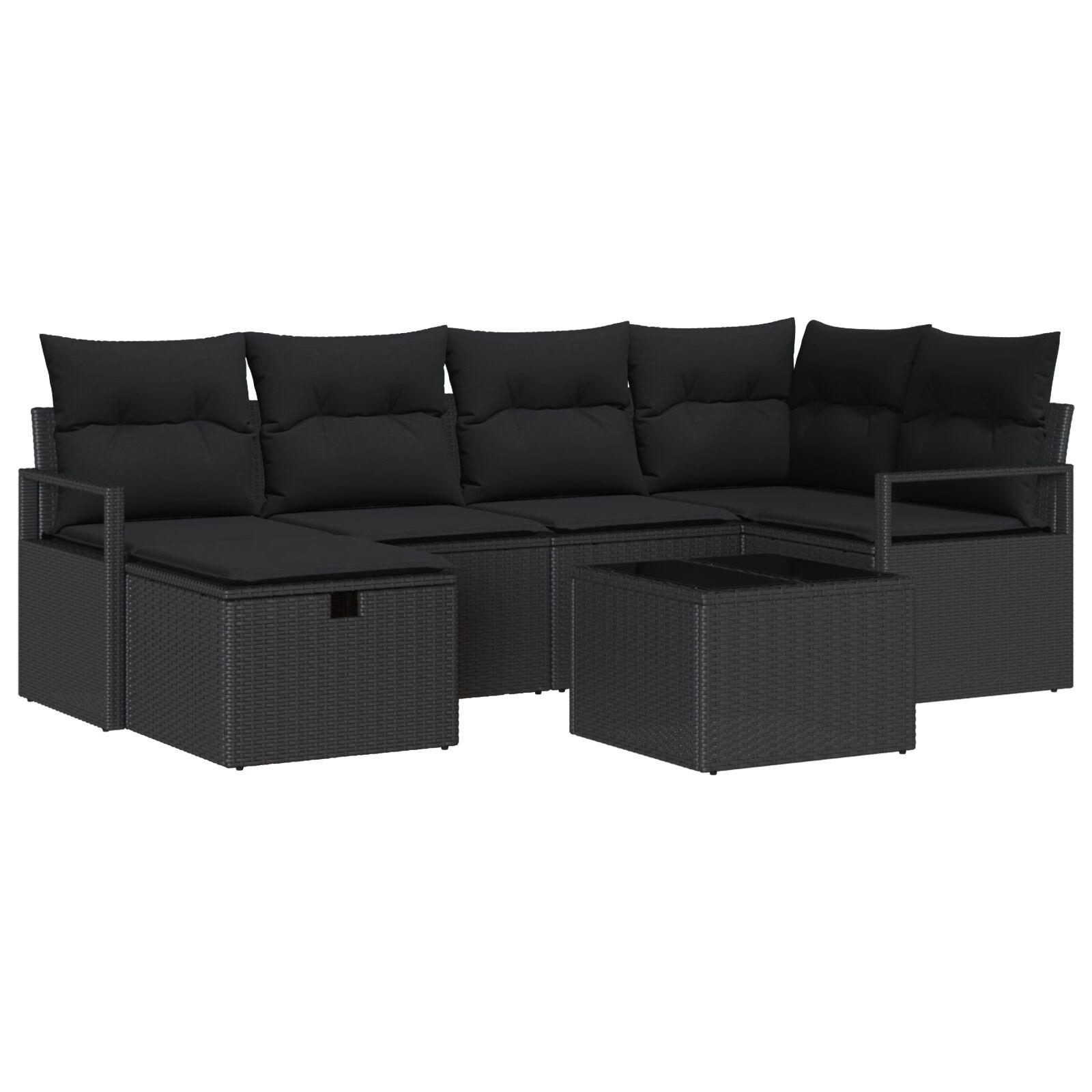Modulært havesofa-sæt i polyrattan med puder og opbevaring - sort
