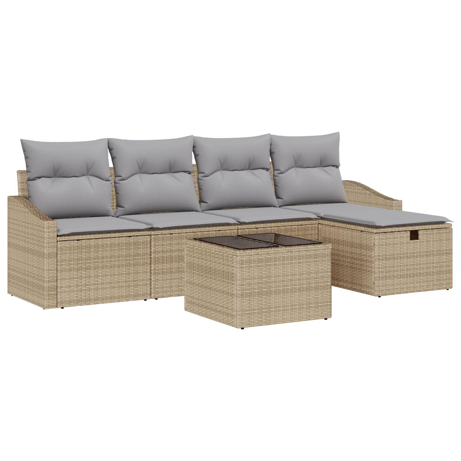 Havesofa SÃ¦t med pude 6 stk Beige 55 x 55 x 37 cm Poly rattan