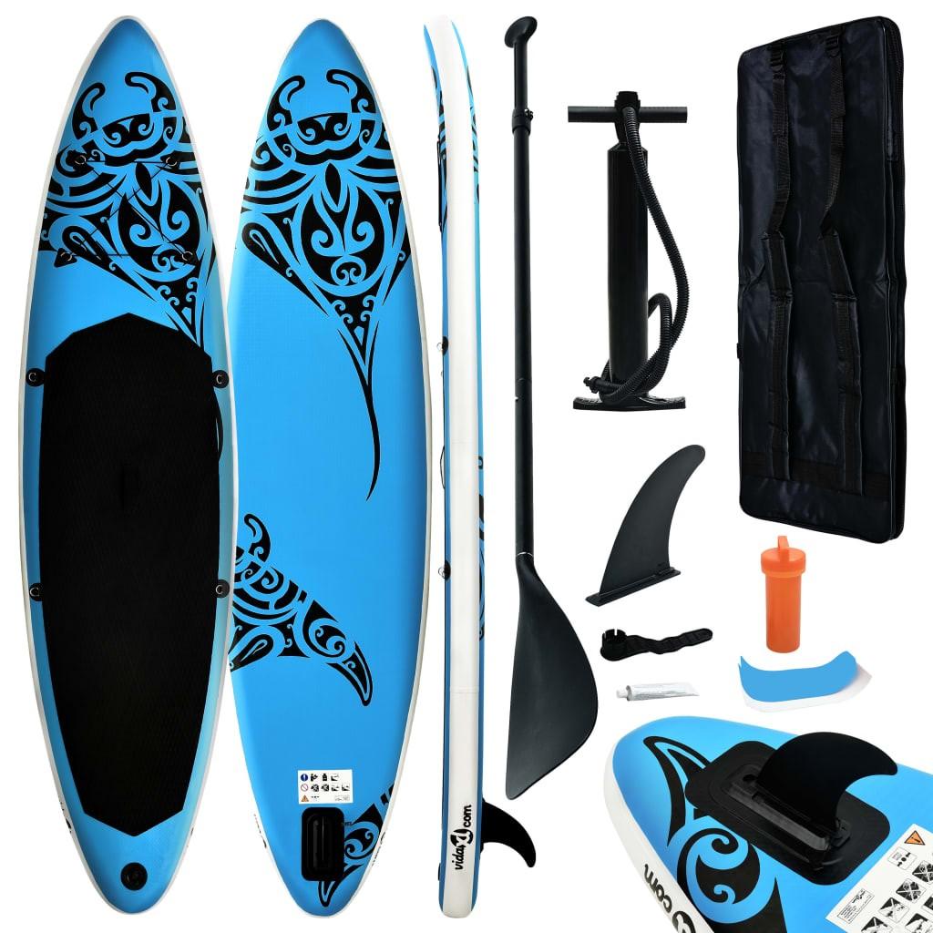 Oppusteligt paddleboardsæt 320x76x15 cm blå