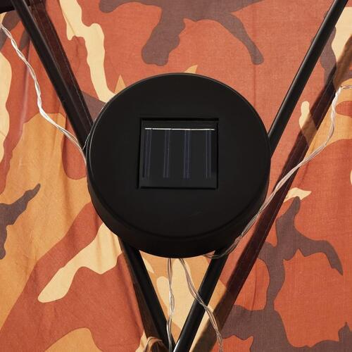 Festtelt med LED og 4 sidevægge 3,6x3,6x2,3 m camouflagefarvet