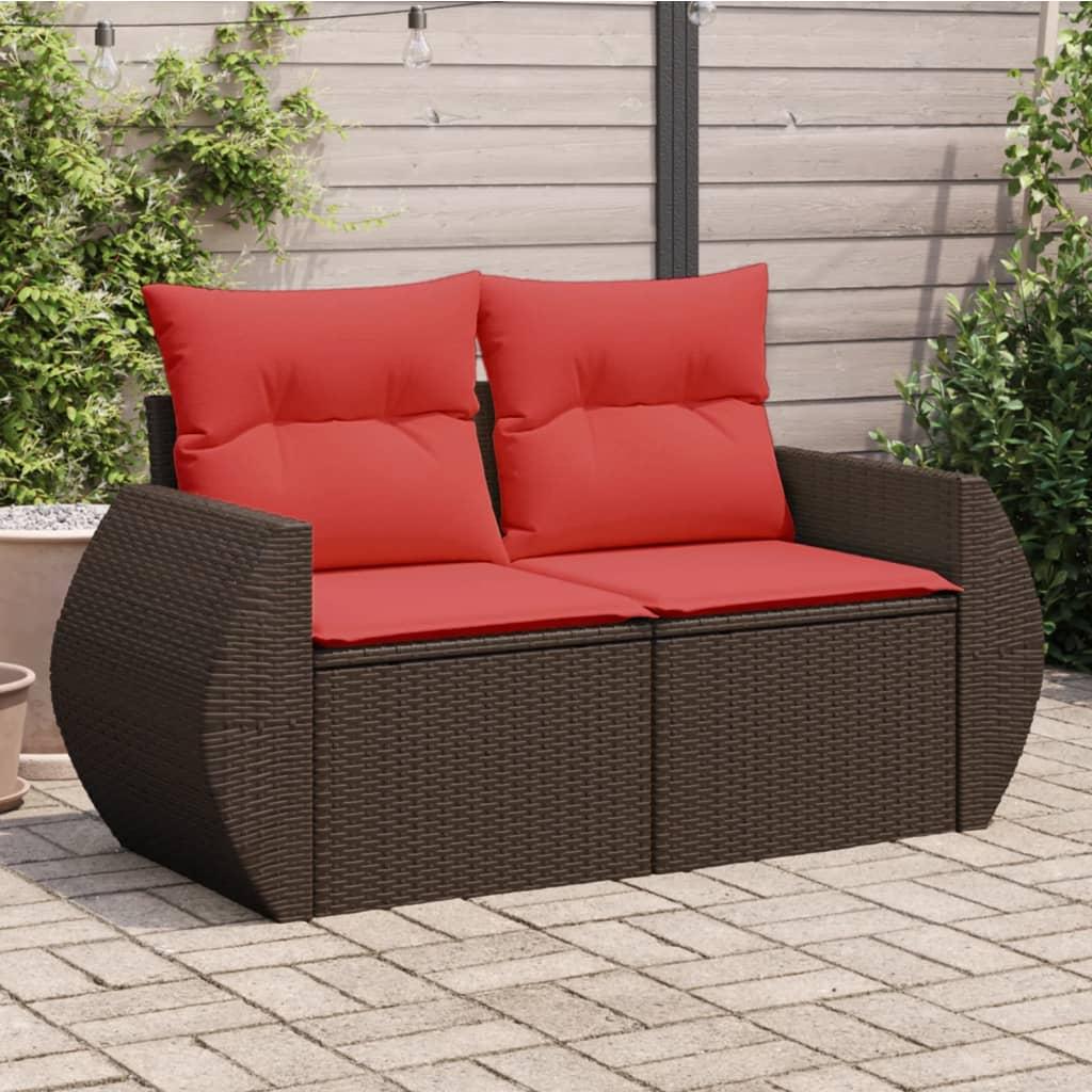 Havesofa Med Hynder 2-personers Polyrattan - Brun / uden opbevaring