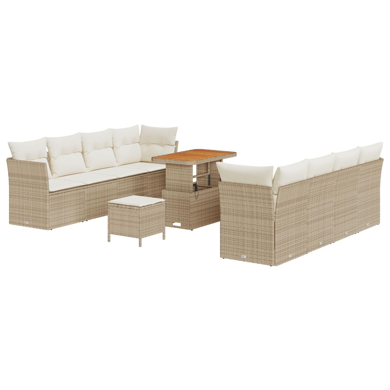 Havesofa Sæt 11 stk Beige polyrattan