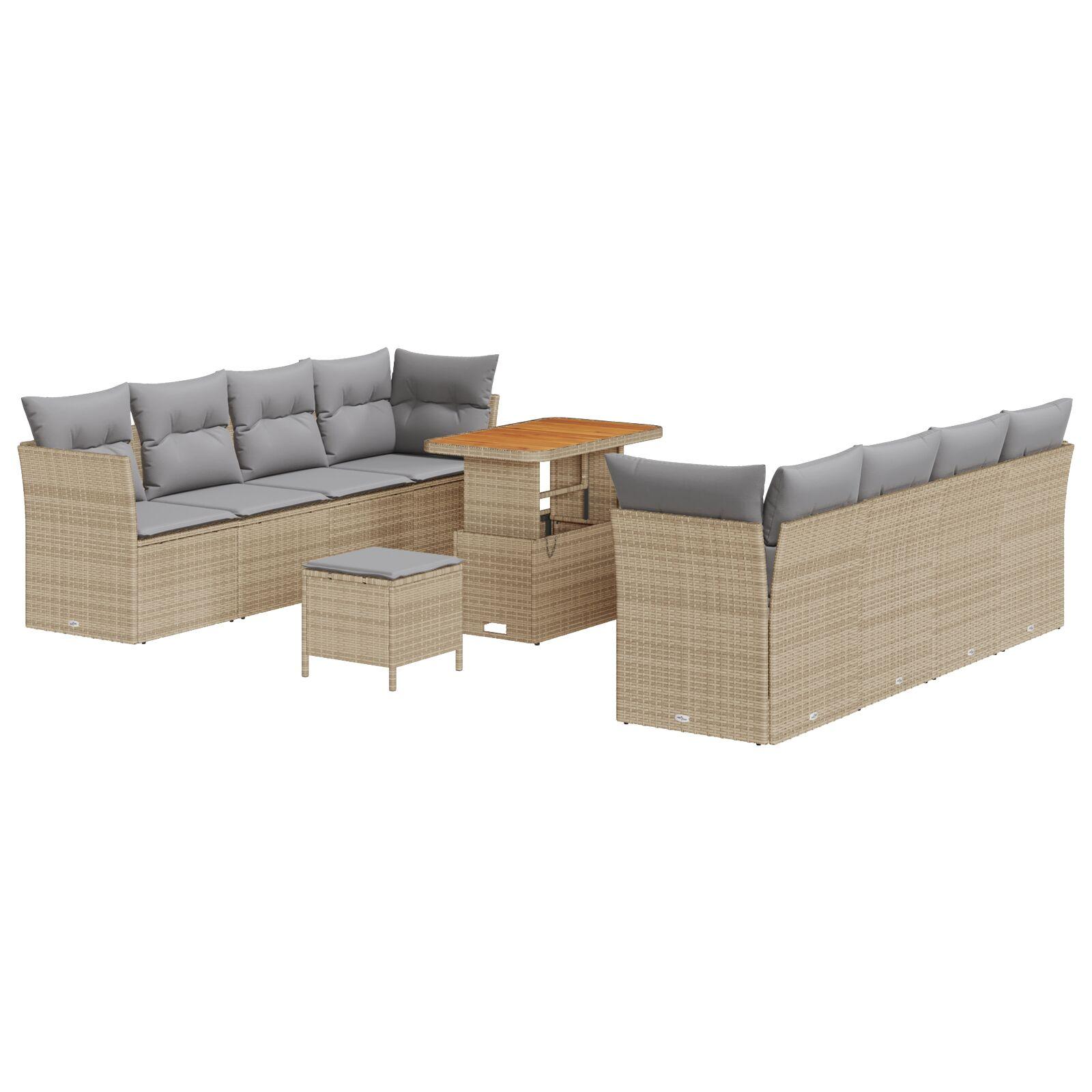Havesofa Sæt 11 stk Beige polyrattan