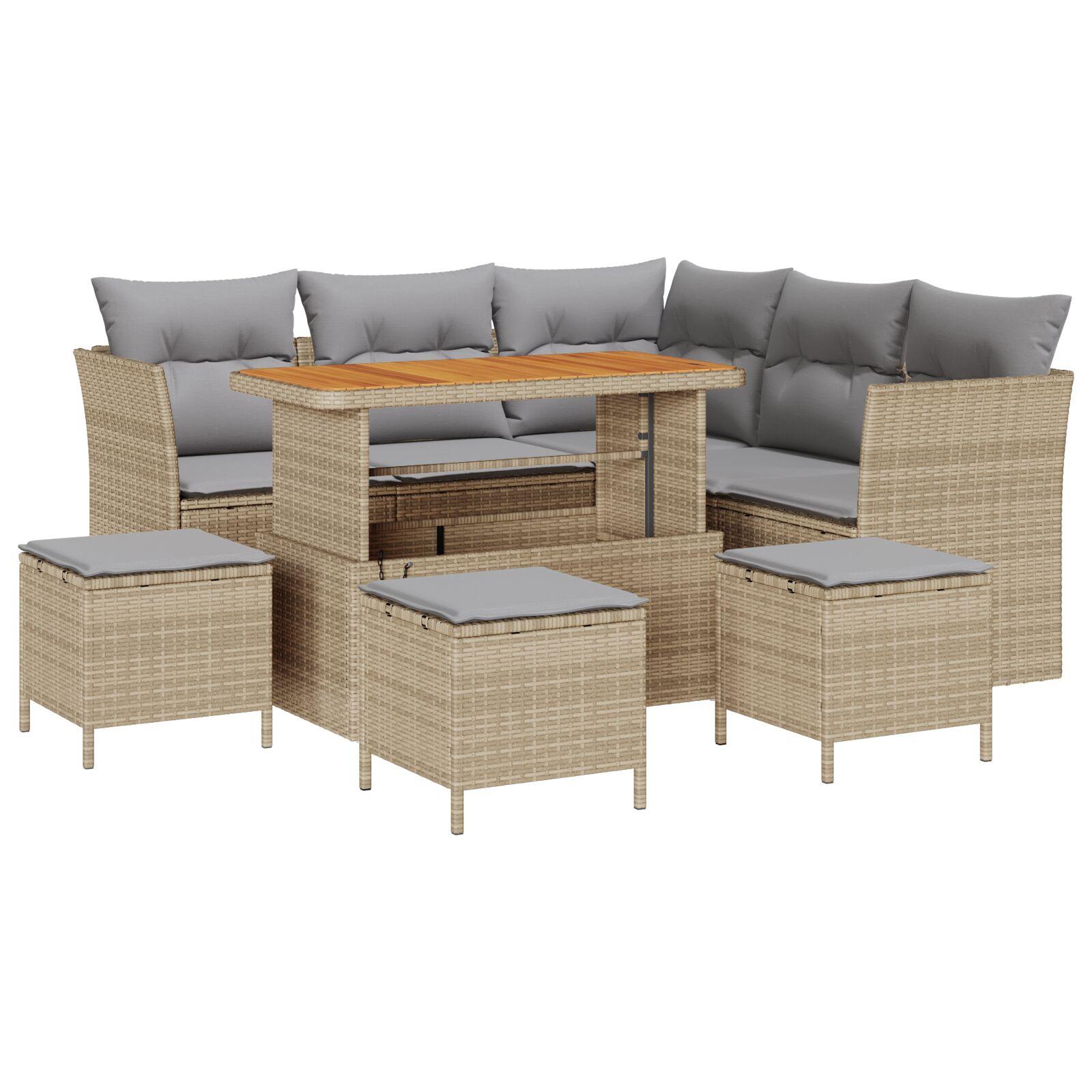 Havesofa Sæt 9 stk Beige polyrattan