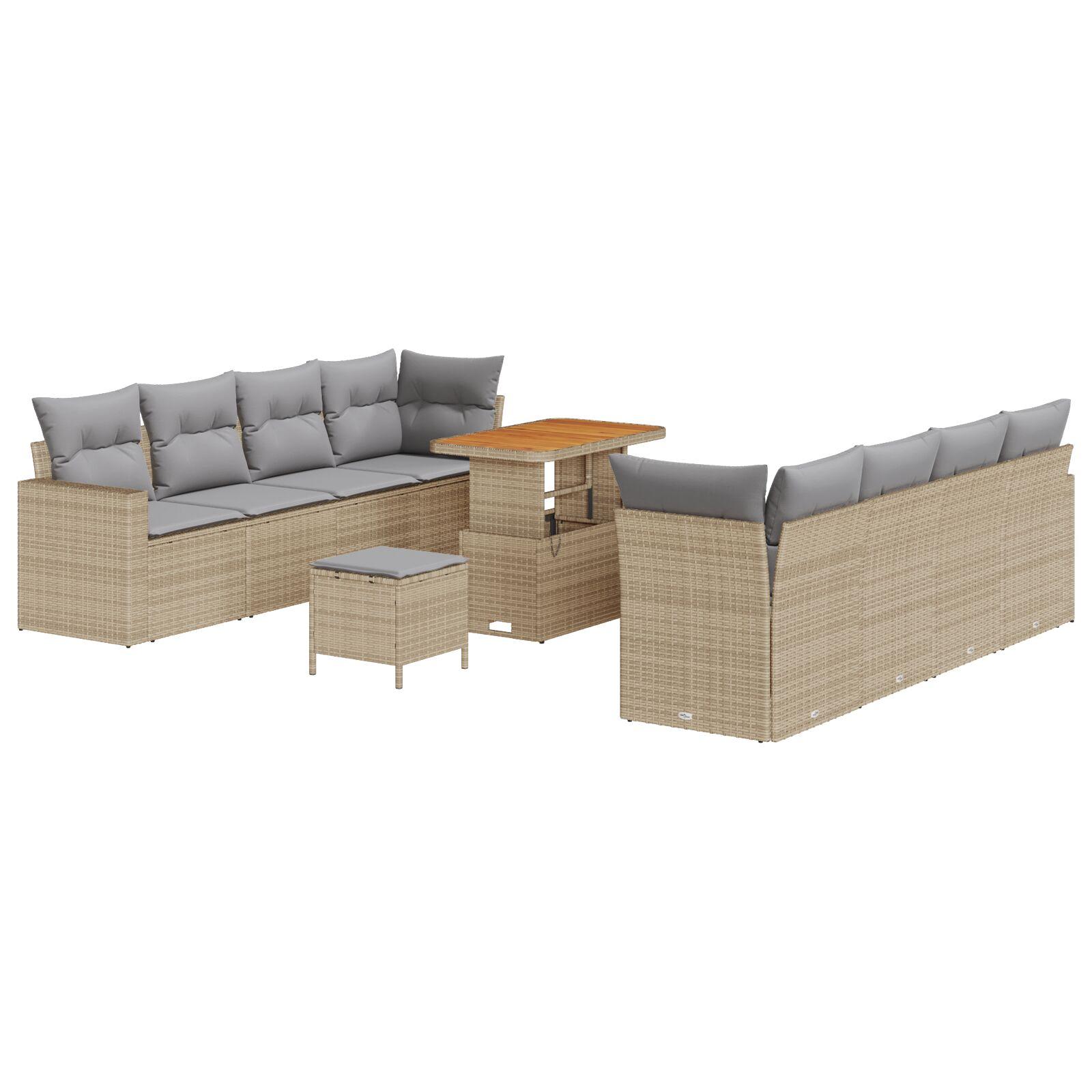 Havesofa Sæt 11 stk Beige polyrattan