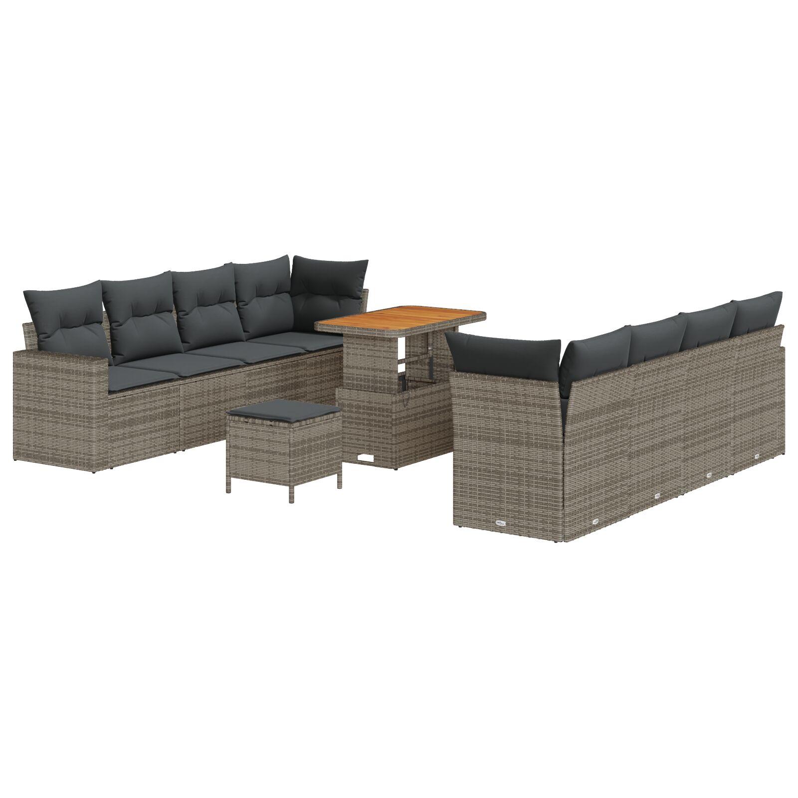 Havesofa Sæt 11 stk Grå polyrattan