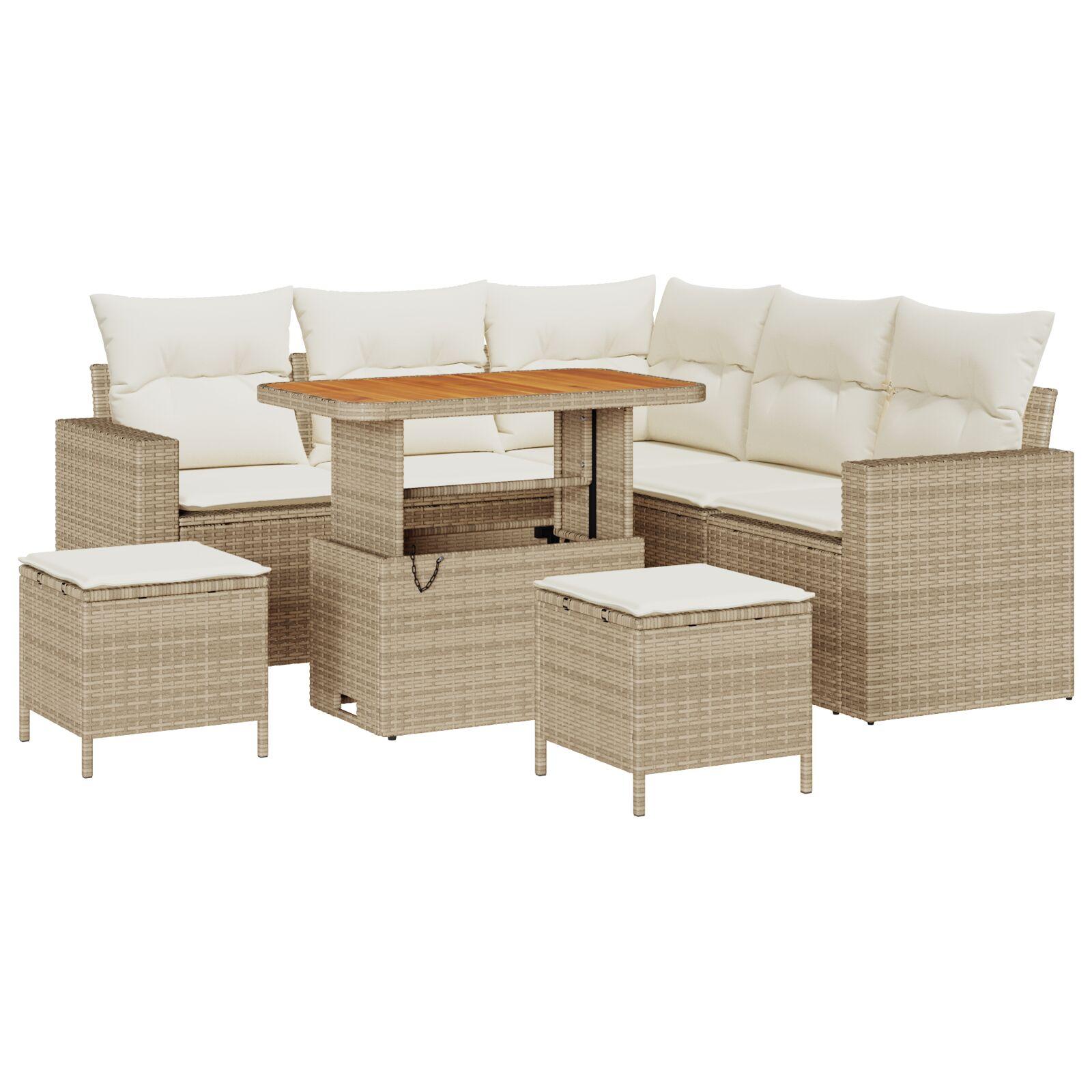 Havesofa sæt 8 stk i beige polyrattan