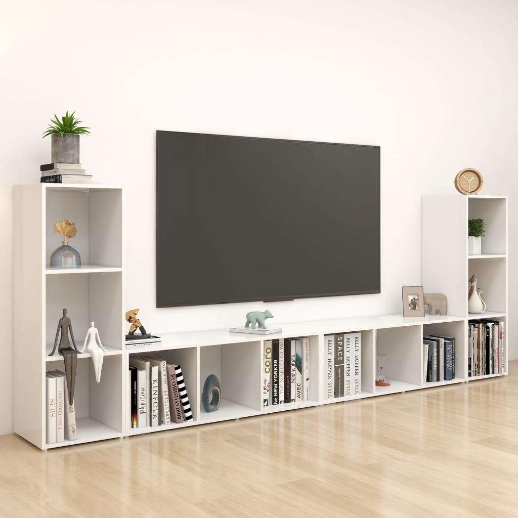 vidaXL tv-skabe 4 stk. 107x35x37 cm konstrueret træ hvid