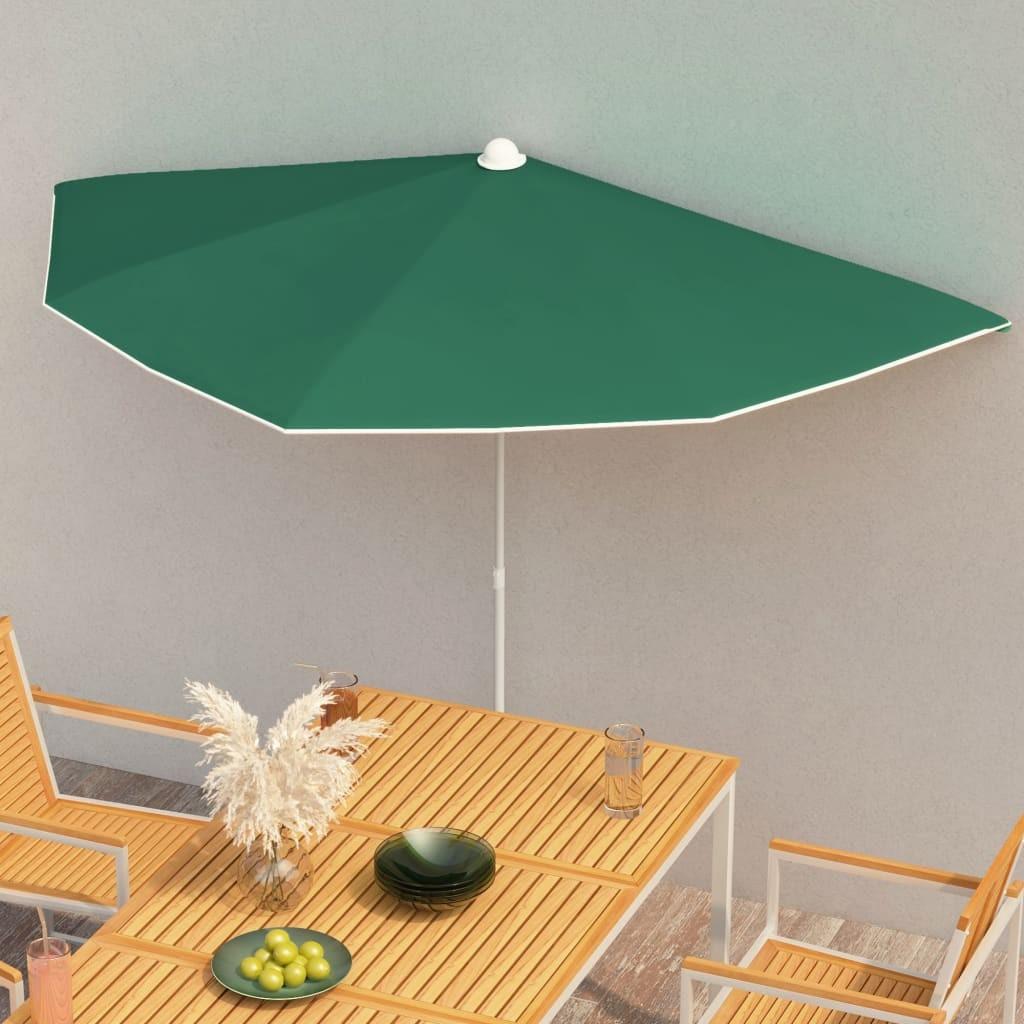 Halv parasol med stang 180x90 cm grøn