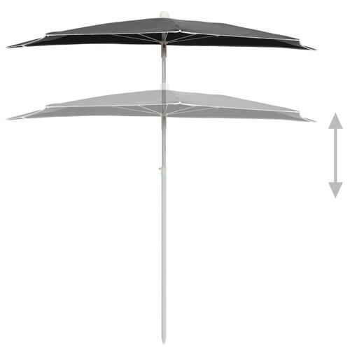 Halv parasol med stang 180x90 cm antracitgrå