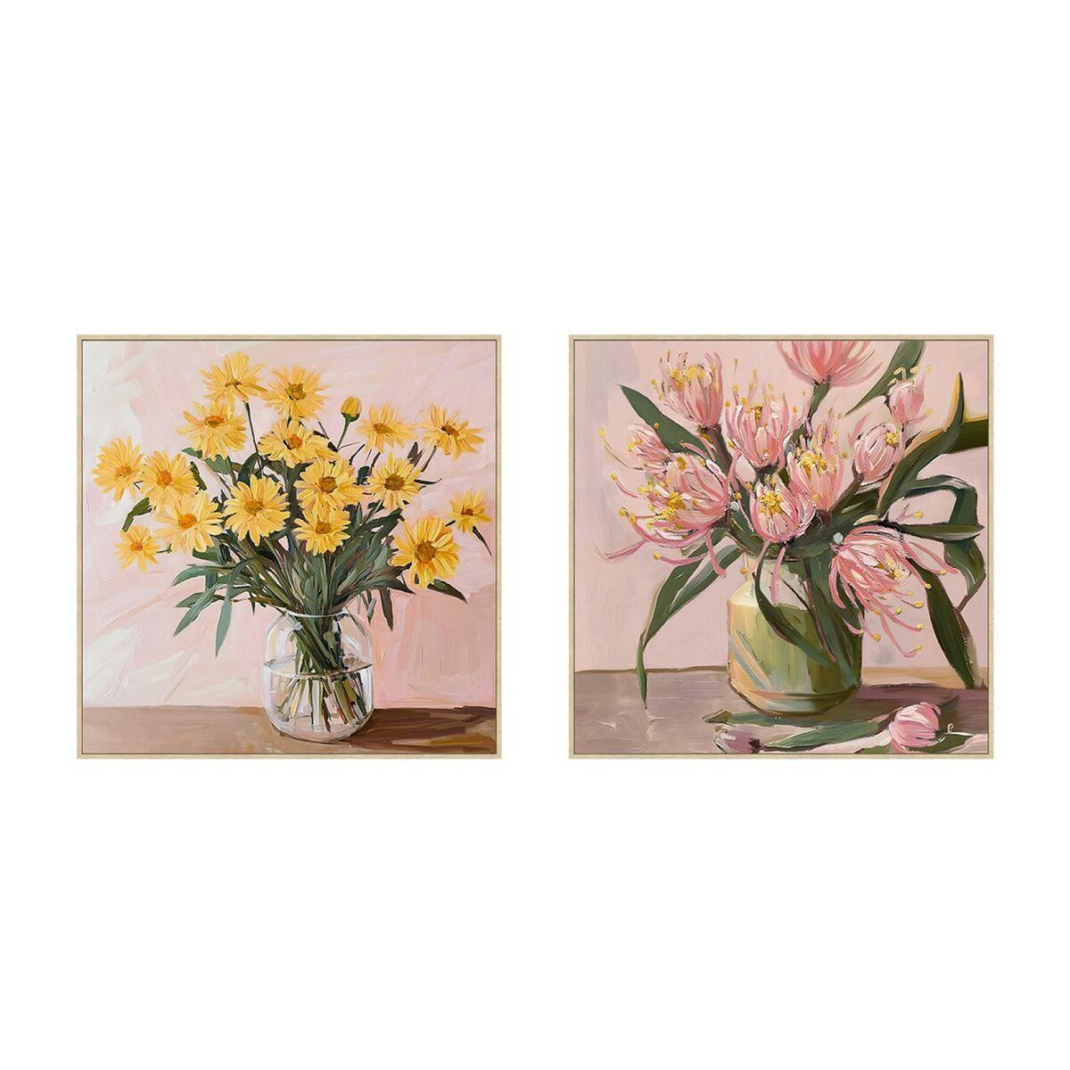 Lærredsmaleri - Shabby Chic vase, 83 × 83 cm