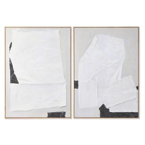 Maleri Home ESPRIT Hvid Sort Beige Abstrakt 103 x 4,3 x 143 cm (2 enheder)