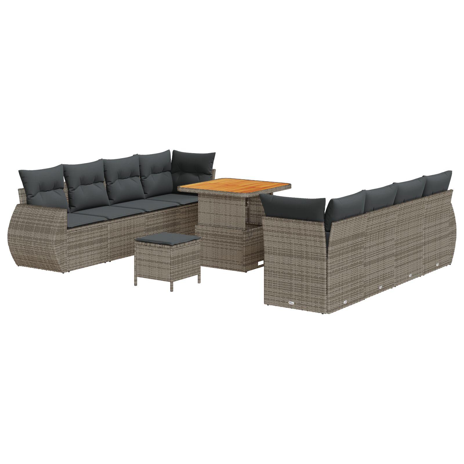 Havesofa Sæt 11 stk Grå polyrattan