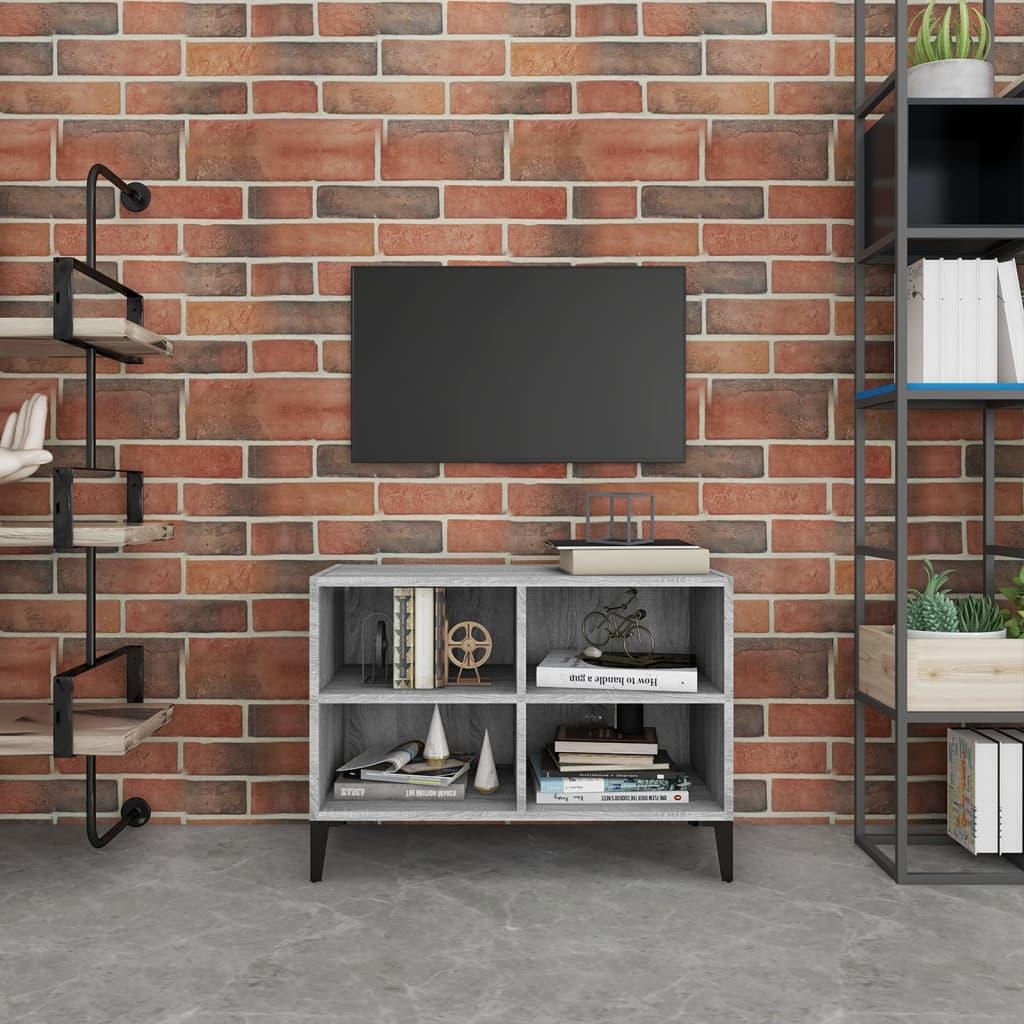 vidaXL tv-bord med metalben 69,5x30x50 cm grå sonoma-eg
