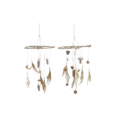 Julepynt i træ, 2 stk. - natur (41 × 41 × 40 cm)