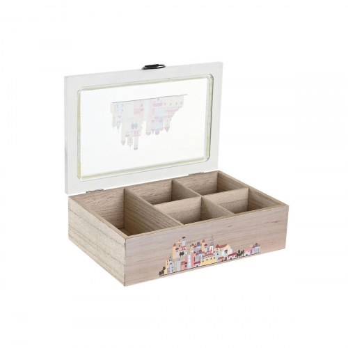 Æsker til te/infusioner i træ med glaslåg - Multifarvet (2 stk., 23 × 15 × 7 cm)