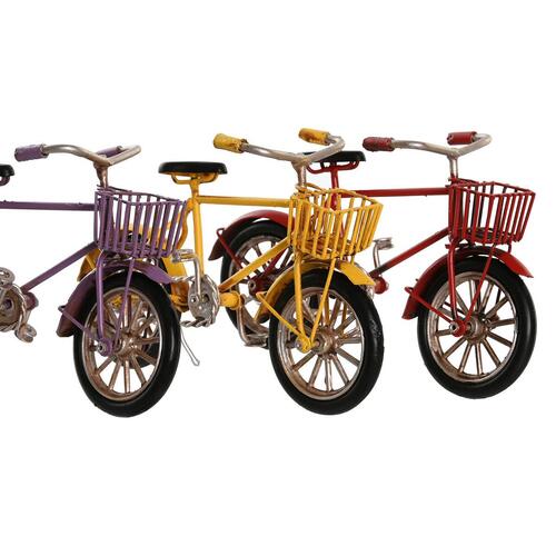Dekorativ figur DKD Home Decor Gul Rød Syren Cykel Vintage 16,5 x 5,5 x 9 cm (3 enheder)