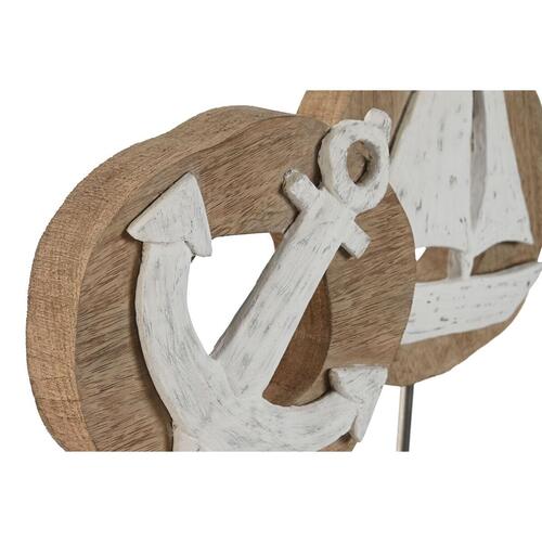 Dekorative figurer - Hvid/Natur, Anker & Skib, 19 × 10 × 38 cm (sæt á 2)