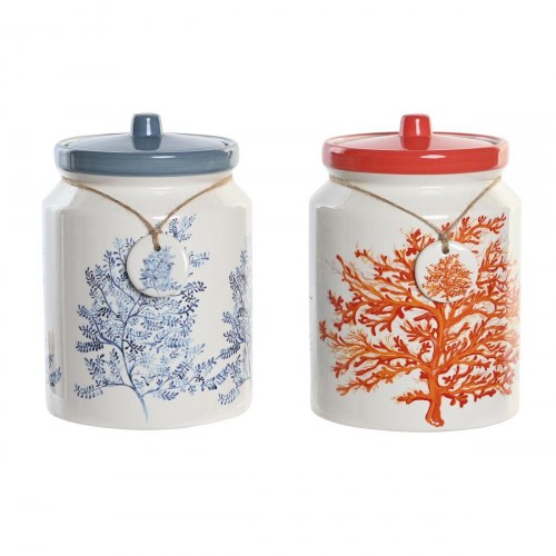 Køkkenbeholdere i dolomit - Blå/Fuchsia Koral, 2 stk. (15 × 15 × 22 cm)