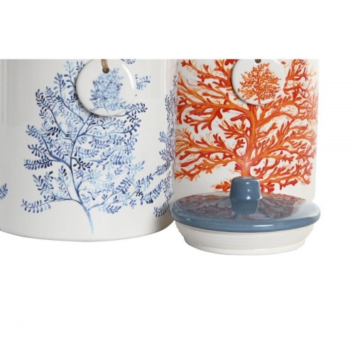 Køkkenbeholdere i dolomit - Blå/Fuchsia Koral, 2 stk. (15 × 15 × 22 cm)