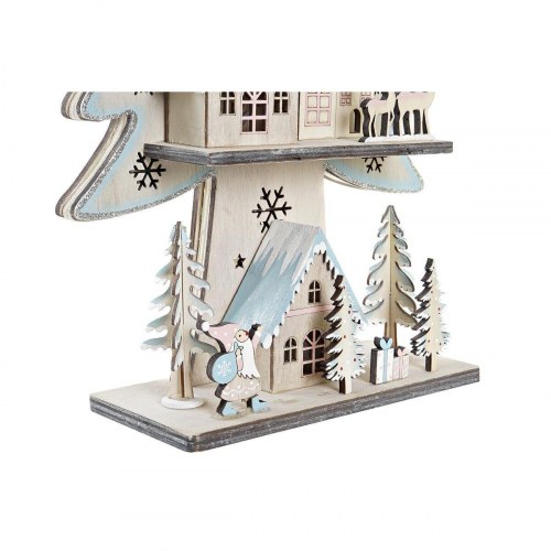 Juletræ i træ med LED - blå/rød/grøn/pink (2 stk., 23 × 9 × 47 cm)