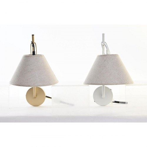Væglampe - gylden/hvid, metal og hør, 50 W, moderne (22 × 32 × 37 cm) - 2 stk.