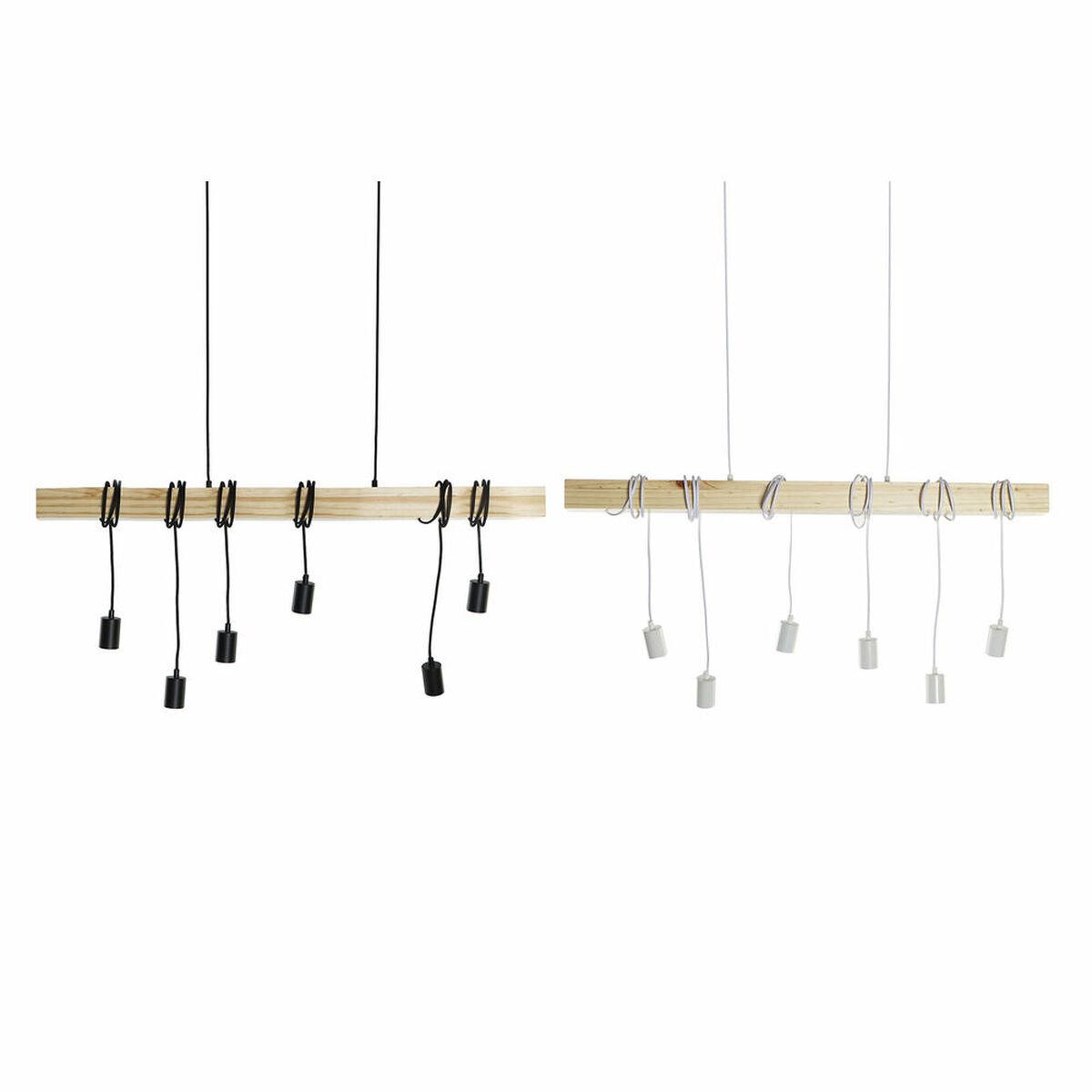 Loftslampe Dkd Home Decor Sort Metal Træ Hvid 220 V 50 W 100 X 7 X 160 Cm 2 Stk