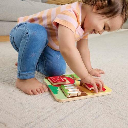 Mattel træpuslespil - Wooden Farm Animals Board, 20 × 20 × 1,91 cm