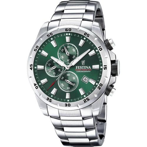 Festina herreur F20463/3 - grøn skive, sølvfarvet lænke