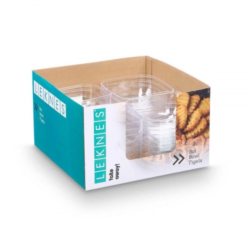 Engangsskåle Leknes - gennemsigtig plastik 800 ml (24 stk) 15,3 × 7 × 15,3 cm