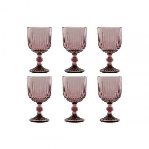 Sæt med drikkeglas i pink krystal 380 ml - 6 stk.