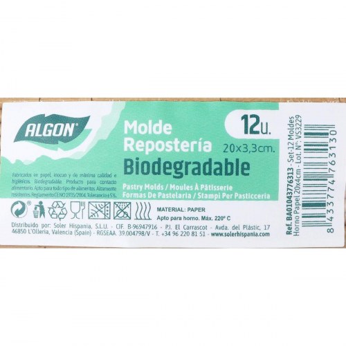 Algon bageforme i papir 20 × 4 cm - sæt med 12 stk. (24 enheder)
