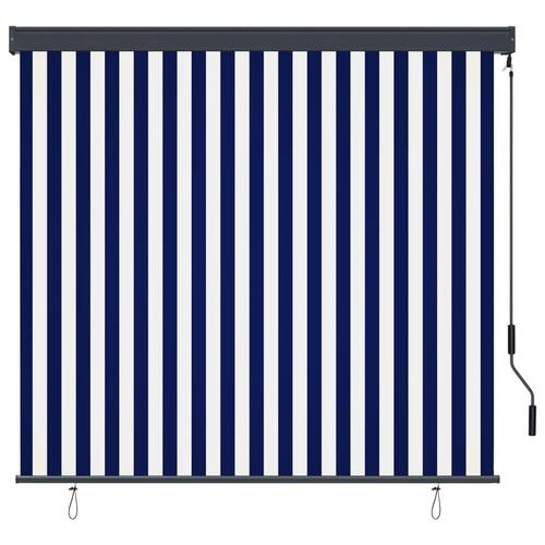 Udendørs rullegardin 170x250 cm blå og hvid