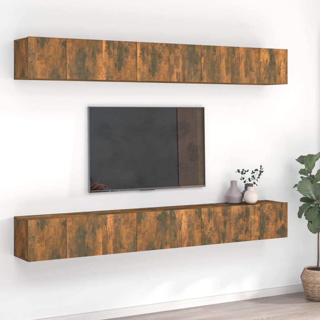 vidaXL tv-skabe 8 stk. 60x30x30 cm konstrueret træ røget egetræsfarve