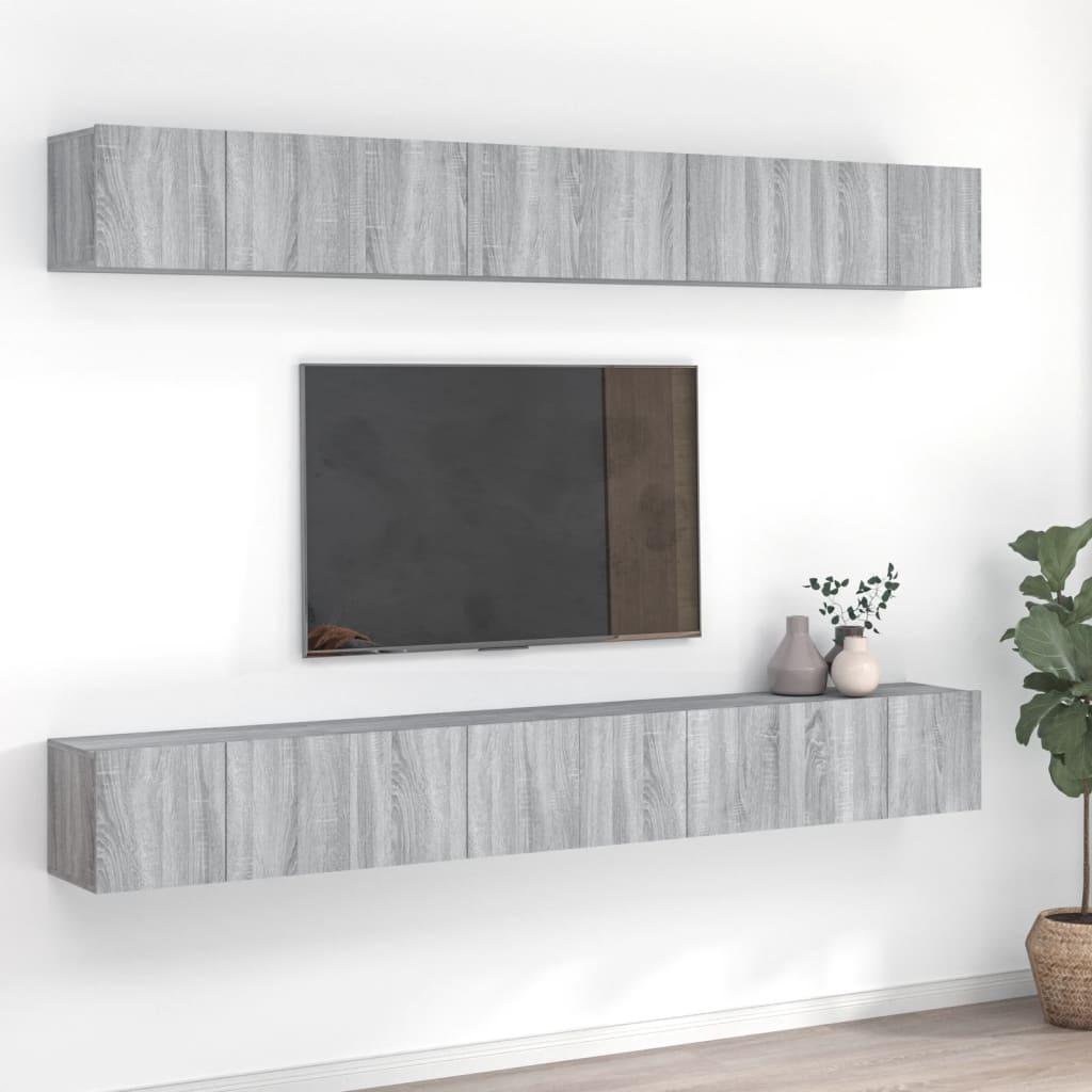 vidaXL tv-skabe 8 stk. 60x30x30 cm konstrueret træ grå sonoma-eg