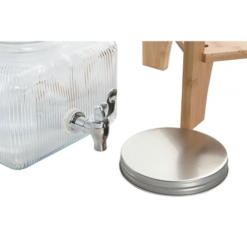 Vanddispenser i glas med bambusstand - 3,5 l, gennemsigtig