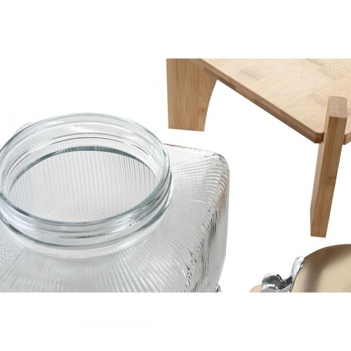 Vanddispenser i glas med bambusstand - 3,5 l, gennemsigtig