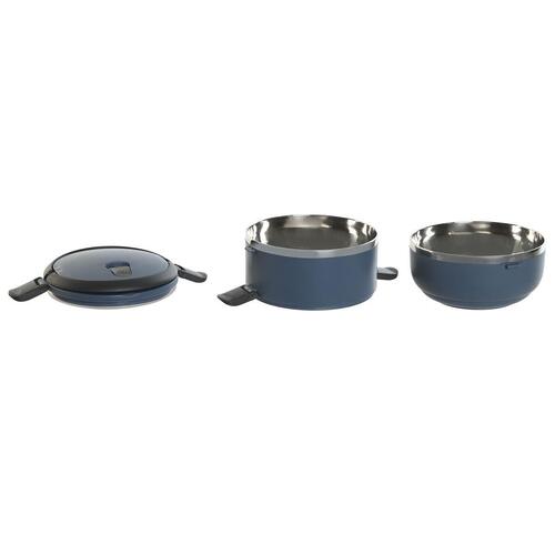 Madkasse sæt - blå/hvid/mørkegrå, rustfrit stål & polypropylen, 1,5 l (2 stk.)