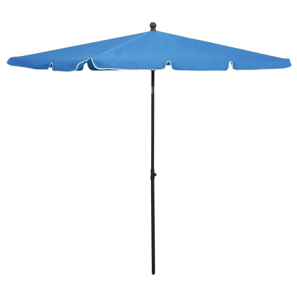 Parasol med stang 210x140 cm azurblå
