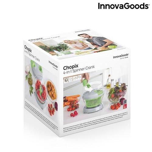 4-i-1 manuel salatslynge, hakker, og mixer med tilbehør og opskrifter Chopix InnovaGoods