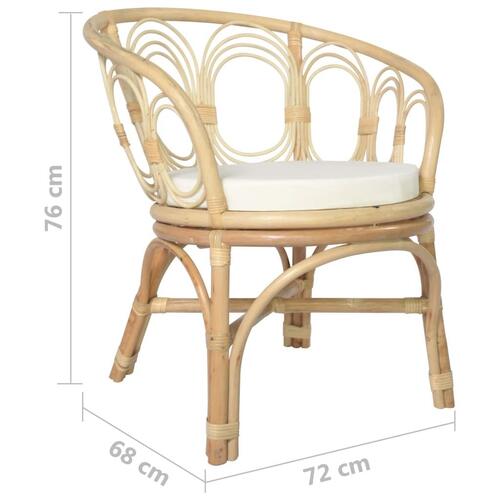 Spisebordsstol med hynde naturlig rattan og linned